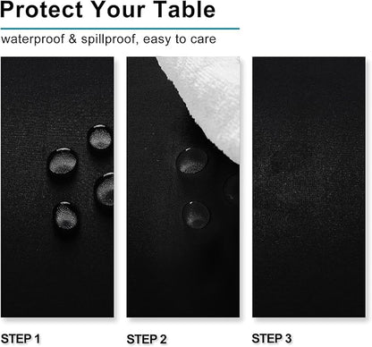 Hiasan Black Rectangle Tablecloth - Waterproof Spillproof and Wrinkle Resistant Washable Polyester Table Cloth for Dining Party, 90 x 90 inch