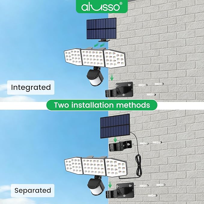 ALUSSO Solar Lights Outdoor Motion Sensor 400LM, LED Security Lights with Remote, 3 Modes (Dusk to Dawn/Auto/On Time), CCT 3000K-6500K Waterproof Flood Light for Garden Yard Garage, 1 Pack
