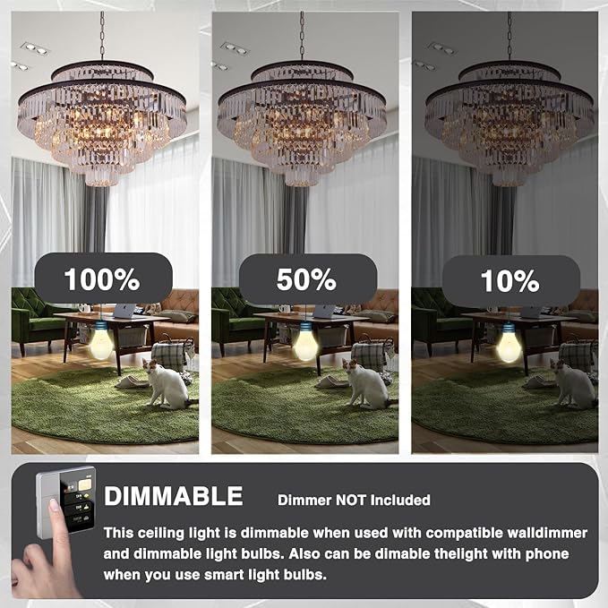 6-Tier Large Gold Crystal Chandeliers 31" Modern Luxury Chandeliers for Staircase K9 Crystal High Ceiling Chandelier 17-Light Round Hanging Pendant Light Fixture for Living Room Entryway Foyer