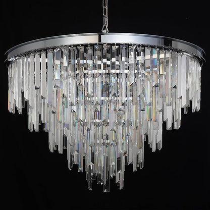 31'' Chrome Top K9 Crystal Chandelier Modern Lighting Fixture, 16 Lights Round K9 Crystal Adjustable Hanging Lamp for Dining Room Bedroom Living Room,Hallway,Bar,Kitchen