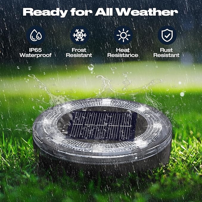 vighep Mini Solar Ground Lights, 24 Pack 2.2 Inch Solar Lights Outdoor Waterproof, Mow‑Over Safe, Upgraded LED Flat Landscape Lighting for Outside Pathway Garden Patio Yard Driveway,Cold White