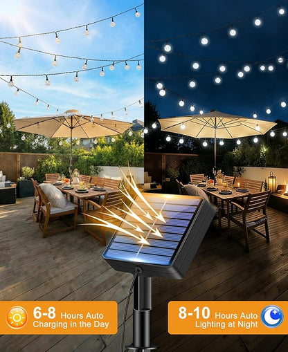 btfarm 2 Pack Solar String Lights Outdoor Waterproof, Total 98 FT 100 LED Solar Powered Patio Light, 8 Lighting Modes Crystal Globe Decoration for Garden Balcony Yard Porch Fence Party, Cool White