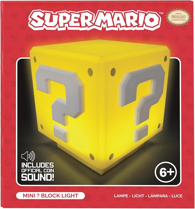 Super Mario Mini Question Block Light - Officially Licensed Super Mario Bros. Merchandise, Bedroom or Game Room Decor, Retro Gamer Gift, Battery Powered | Paladone