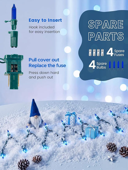 Blue Christmas Lights,13FT 50 Count Incandescent Mini Clear Lights Plug in,Blue String Lights Green Wire for Indoor Outdoor Halloween Xmas Tree Party Bedroom Wall Christmas Decoration