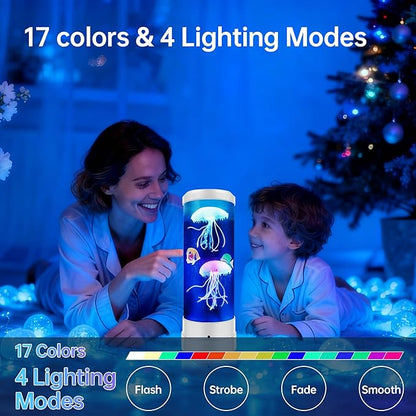 Jellyfish Lamp, 17 Colors Changing Table Lamp with Remote Control, USB Powered Jelly Fish Light Lamp, 4 Lighting Modes Water Lamp Christmas Halloween Gifts for Teen Boys Girls Room Decoration, White