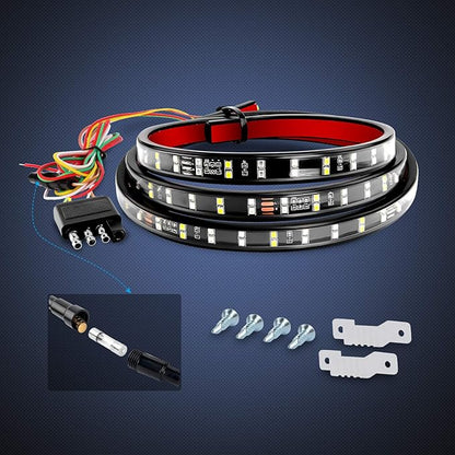 Nilight 60 Inch Truck Tailgate Light Bar Double Row LED Flexible Strip Red Running Brake Turn Signal White Reverse Back Up Lighting Modes for Pick Up Truck SUV