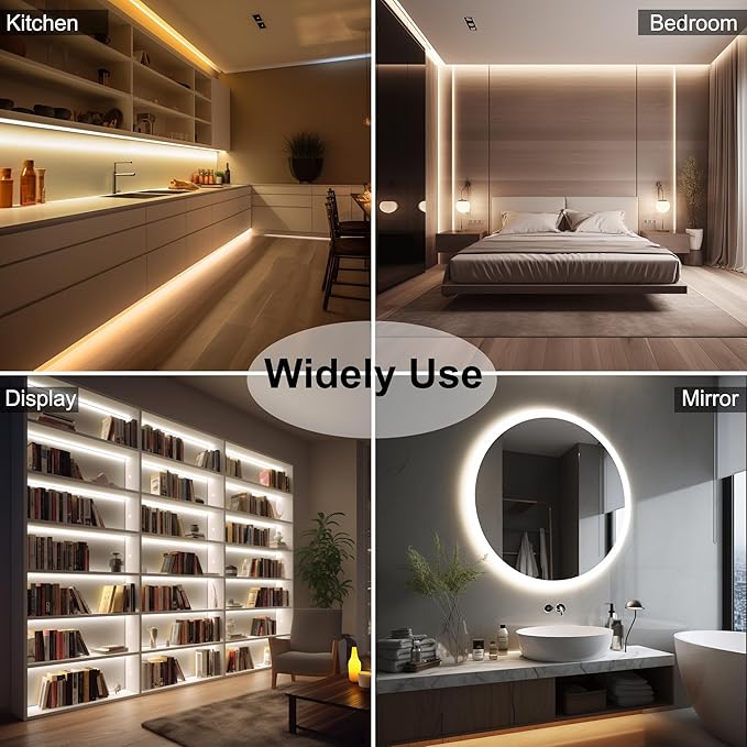 CCT COB LED Strip Lights,24.6ft Dimmable 2700K-6500K 24V Tunable White LED Light Strip Kit, High Density CRI 90+ LED Strips with Remote Controller and Power Supply, for Bedroom Kitchen Home Lighting