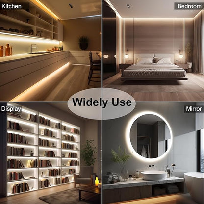 CCT COB LED Strip Lights, 49ft Dimmable 2700K-6500K 24V Tunable White LED Light Strip Kit, High Density CRI 90+ LED Strips with Remote Controller and Power Supply, for Bedroom Kitchen Home Lighting