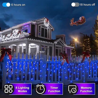 1620 LED Christmas Outdoor Lights with 360 Drops, 164ft Hanging Curtain Lights with 8 Modes Timer & Memory, Waterproof Christmas Fairy Lighs for House Roof Holiday Wedding ChristmasDecor (Blue)