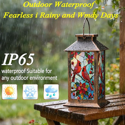 Solar Lanterns Outdoor Waterproof,Garden Decor Metal Hanging Decorative Solar Lights,Mothers Day Gifts,Birthday Gifts for Women Mom Grandma,Gardening Gifts for Yard,Patio, Lawn,Tabletop(Cardinal)