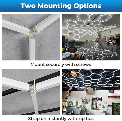 Hexagon Garage Lights, 6500K Ultra Bright LED Hexagon Lights, 156W 17280LM; Honeycomb Light for Garage, Barber, Workshop, Basement,Gym Lighting (5 Grids White Hex Light)