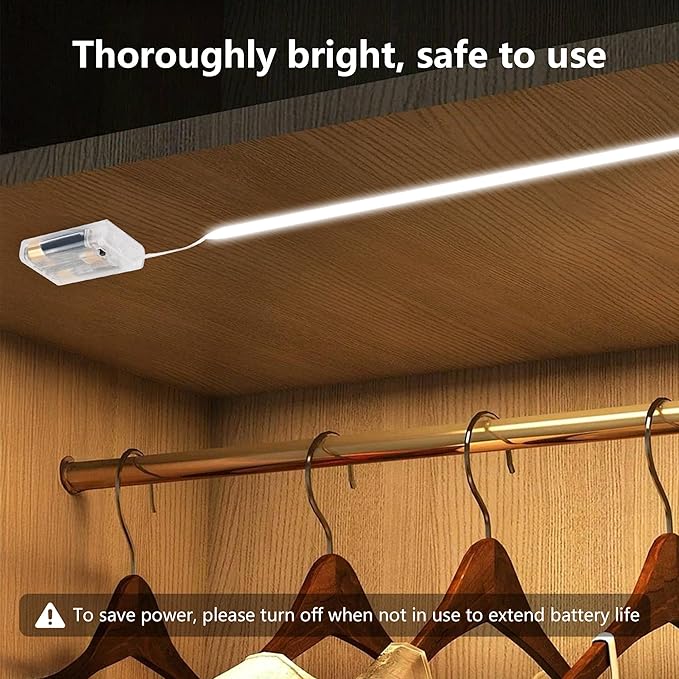 Battery Powered COB LED Strip Lights,3.28ft*2pack White LED Light Strip for Dorm Room, Under Bed, Shelves, TV Backlight, Closet, Small Cuttable Tape Lights, Small Battery LED Lights for TV
