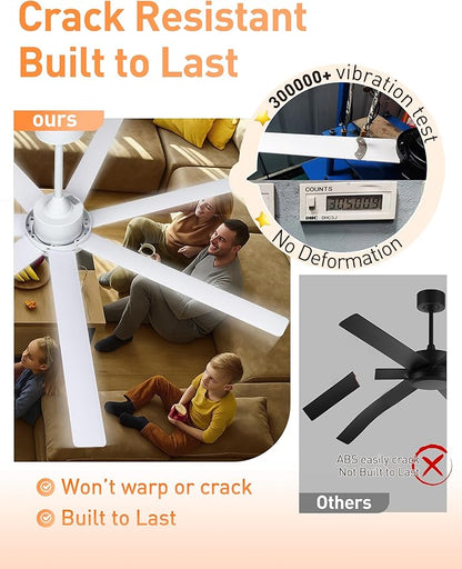 Minislak 62 inch Smart White Ceiling Fan with Light and Compatible with Alexa,6 Speed,3CCT,Quiet DC motor Indoor Oudoor Ceiling Fan for Living room or Patio