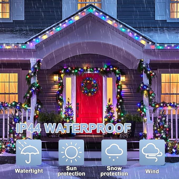 99ft Christmas Decorative Mini Lights, 300 LED Transparent Wire Fairy Starry String Light Plug in, 16Lighting Modes for Indoor Outdoor Xmas Tree Wedding Party Decoration (White and Multicolor)