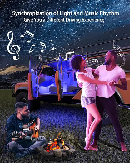 Keepsmile Interior Car Lights Accessories APP Control with Remote Music Sync Color Change RGB Under Dash Car Lighting with USB Charger 12V 2A Led Lights for Jeep Truck