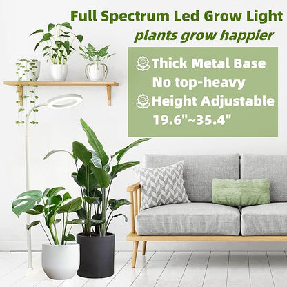 LED Grow Light for Indoor Plants, Full Spectrum led Grow Light,35 inches Adjustable Height,Growing Lamp with Timer,Dimmable Brightness,Ideal for Tall Plants