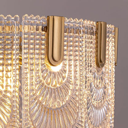 Crystal Glass Chandelier,Gold Glass Kitchen Island Lights,9-Light Dining Room Hanging Pendant Light Fixture for Living Room, Bedroom,Foyer, Bathroom,Entryway, Brass Finish, D24 xH25