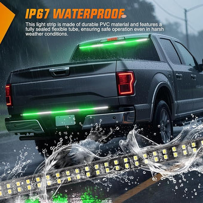 Nilight 48 Inch Truck Tailgate Strobe Light Strip Tail Emergency Bar Rear Window Warning Lamp Ultra-Bright Double Row 288 LED for Pickup Trailers Construction Vehicles Car SUV, Green White