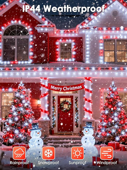 2026 New Voice Control Connectable 2PK 164FT 400LED Christmas String Lights Indoor Outdoor with Remote | Smart Twinkle Fairy String Lights 12 Modes & Timer for Xmas Tree Decor (Red & White)