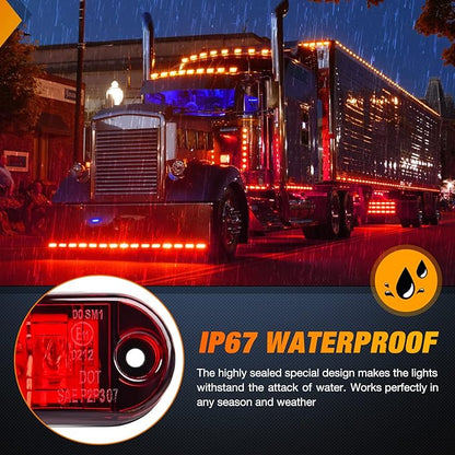 Nilight 2.5Inch Oval Side Marker Light 20PCS 2 Diode LED Trailer Indicator Clearance Lights Waterproof Surface Mounted for 10-30V Truck Camper Boat Lorry