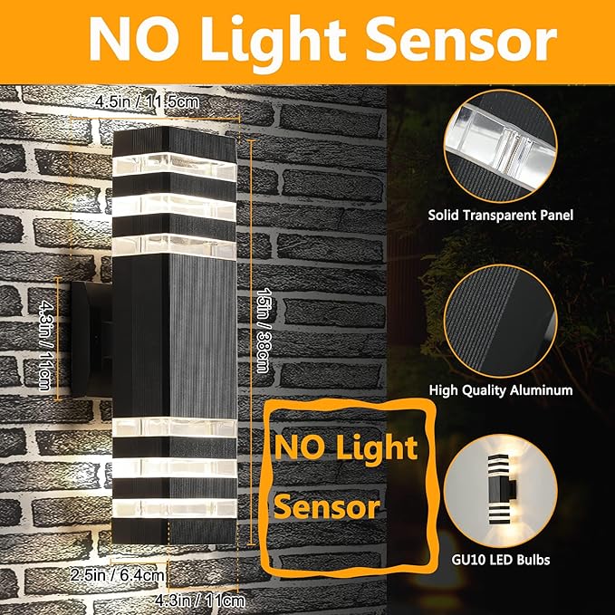 4 Pack Square Up and Down Lights Outdoor Light Fixture,14W IP65 3000K 1100LM Warm White,Porch Lights Outdoor, Aluminum Outdoor Sconce Lights,Exterior Lights for House Porch Garage