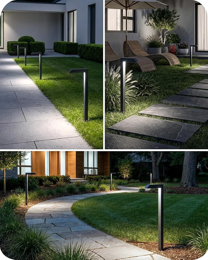 Low Voltage Pathway Lights, 4.5W LED Landscape Lighting, 4000K, 9-15V AC/DC, IP65 Waterproof, Aluminum, Black, 6 Pack