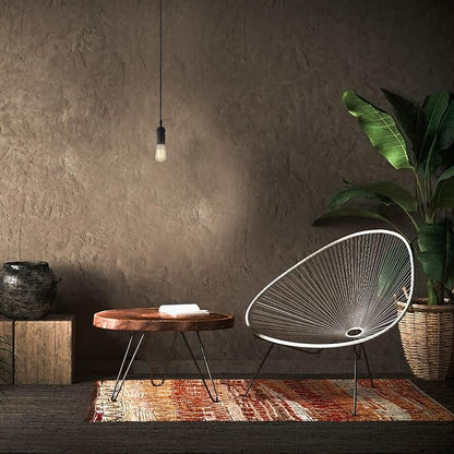 Globe Electric 64906 1-Light Pendant, Matte Black, Black Woven Fabric Cord, E26 Base Socket, Kitchen Island, Café, Decorative, Ceiling Hanging Light Fixture, Modern, Vintage, Bulb Not Included