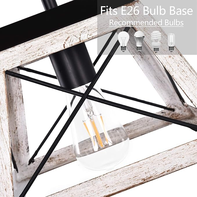 Luupyia 9.84Inches Farmhouse Pendant Light Fixture, Height Adjustable, White Small Rustic Pendant Lighting, Farmhouse Island Lighting Fixtures Hanging for Entryway Kitchen Hallway, E26