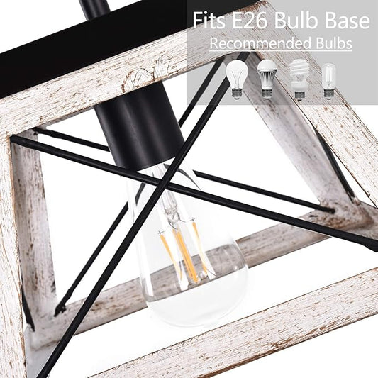Luupyia 9.84Inches Farmhouse Pendant Light Fixture, Height Adjustable, White Small Rustic Pendant Lighting, Farmhouse Island Lighting Fixtures Hanging for Entryway Kitchen Hallway, E26