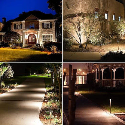 VENUS MANUFACTURING LED Landscape Lighting Kit 6 Spotlights 4 Path Lights with 200W Low Voltage Transformer for Outdoor Walkway Lights, Garden and Lawn Lights, Landscape Lighting