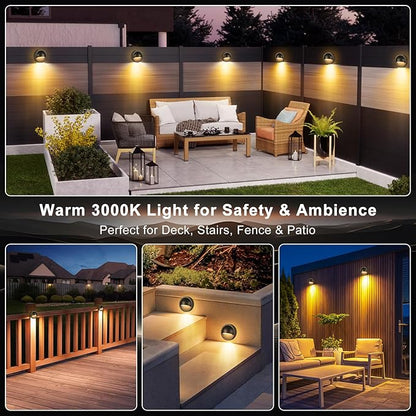 Low Voltage LED Deck Lights Kit with Plug-in Transformer, Dusk-to-Dawn Timer and Photocell Sensor, 3000K Warm White IP67 Waterproof Outdoor Step Lights for Deck Stairs, Railing, Fence, Patio (6 Pack)