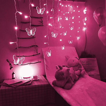 Butterfly Curtain Lights, 4.9ft 48 LED USB Window Fairy Lights 10 Butterflies 8 Modes Firefly Twinkle Timer String Lights with Remote for Room Bedroom Wall Ceiling Party Wedding Christmas