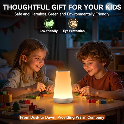 Auxmir Rechargeable LED Night Light, Touch & Remote Control Bedside Lamp with 13 Colors, 5 Brightness Levels, Portable Table Lamp for Kids Baby Nursery, Bedroom, Bathroom, Camping, Silver