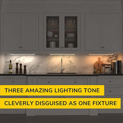 GETINLIGHT 12-inch Swivel LED Under Cabinet Lights, Glass Lens, Selectable White 2700K/4000K/5000K, Dimmable with Wall Dimmers, White Finish, IN-0202-1-WH