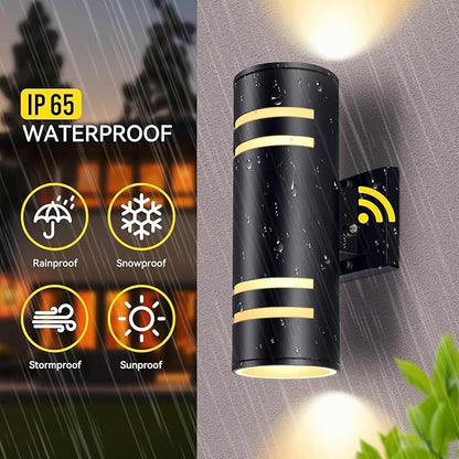 Outdoor Wall Lights 2 Pack, Dusk to Dawn Exterior Wall Light Fixtures, IP65 Waterproof Porch Lights Outdoor, Modern Black E26 Wall Sconce with LED Bulbs Included, 13 Inch (2, Black)