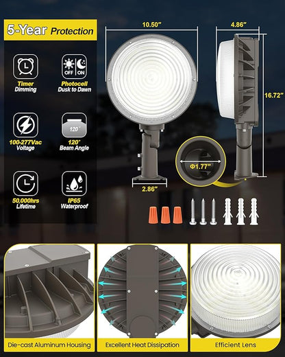 YARBO LED Barn Light with Switchable Wattage & Color: 150W/120W/100W, 5000K/4000K/3000K, 22500LM, Dusk to Dawn & Timer Dimming, AC100-277V IP65 Waterproof ETL Listed for Garage Warehouse Barn Security