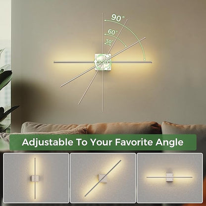 DORESshop Battery Operated Wall Sconces Set of 2, Dimmable Battery Wall Sconce with Remote Control, Nickel 350°Rotate Rechargeable Sconces, 28.1 Inch Wireless Wall Lights for Bedroom, Living Room