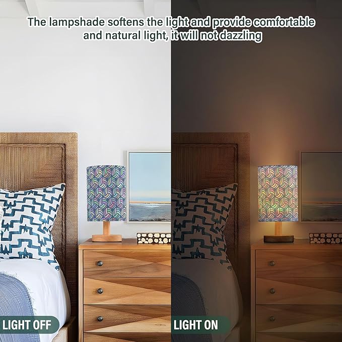 Volleyball Pattern Colored Sport Ball Table Lamp with Wood Base Fabric Lamp Shade Bedside Nightstand Desk Lamp for Living Room Bedroom Kids Room Office