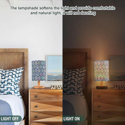 Volleyball Pattern Colored Sport Ball Table Lamp with Wood Base Fabric Lamp Shade Bedside Nightstand Desk Lamp for Living Room Bedroom Kids Room Office