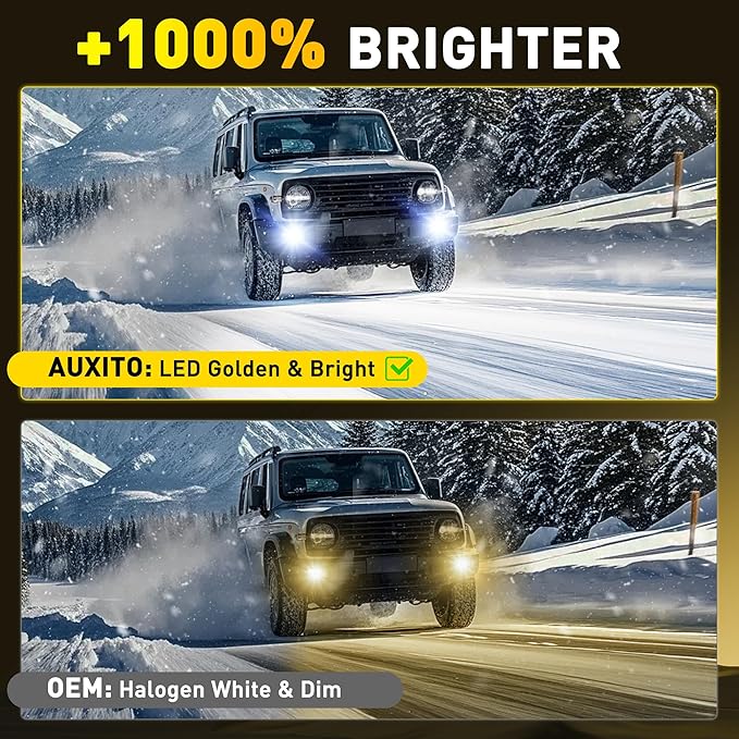 AUXITO 2504/PSX24W LED Fog Light Bulbs 18000LM, 1000% Brighter 6500K 12276 Fog Lights, 1:1 OEM Replacement for Cars Trucks SUVs, 3-Minute Installation, IP68 Waterproof, Pack of 2
