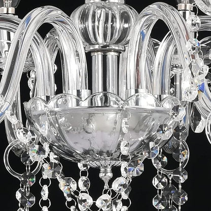 Vlaikz 6 Light Wedding Decoration Crystal Chandelier Candle Crystal Pendant Light Transparent K9 Crystal Lamp Modern Luxury Ceiling Living Room Bedroom Princess Room Hallway Lighting (Sliver)