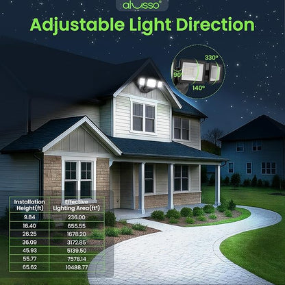 ALUSSO Dusk to Dawn Outdoor Lighting,120V 40W 4000LM Dusk Till Dawn Outdoor Light, 3000K/4000K/6000K 3CCT IP65 3 Heads Security Lights Dusk to Dawn for House Garage Yard Walkway,2 Pack,Black