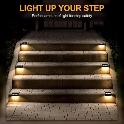 SOLPEX Solar Fence Lights, 6 LEDs Solar Lights Outdoor Waterproof Solar Powered for Deck, Stair, Front Porch, Balcony, Walkway, Garden, Yard, Patio, Pool Decor, IP65 Waterproof (16 Pack, Warm White)