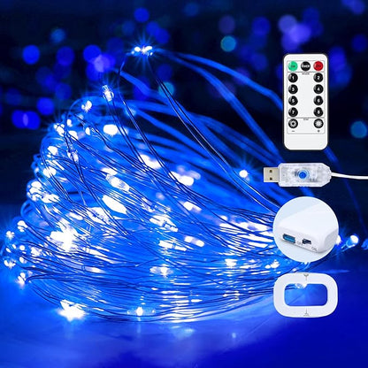 1Pack USB Plug in Fairy String Lights,16ft 50 LED Copper with Remote and Timer, 8 Modes Waterproof Twinkle String Lights Battery Powered for Bedroom Indoor Party Wedding Christmas Decoration