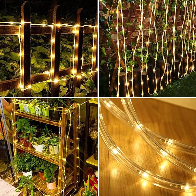 LairtPOW Solar Rope Light 3 Pack 39 FT 100 LEDs IP65 Waterproof Outdoor LED ‎Solar Outdoor Lights for Party Garden Yard Home Wedding Christmas Halloween Holiday Tree Decoration Lighting(3 Pack)