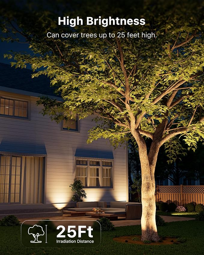 6 Pack Low Voltage Well Lights with Glare Shield, 3000K Warm White LED Aluminum Landscape In-Ground Lamps, Waterproof 12-24V Uplights for Garden, Path, Wall, Columns, Bushes, Connectors Included