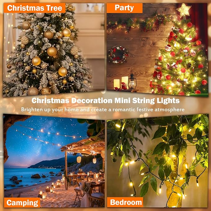 Vigdur 2 Pack 21ft 100 Clear Outdoor String Lights on Brown Wire Cord, UL Approved for Indoor/Outdoors Use, Connectable 120V Clear Outdoor Lights for Xmas Patio Home Party Garden Decor (2Packs)