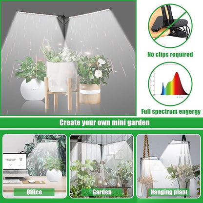 bodkar Plant Grow Lights for Indoor Plants Full Spectrum with 3/6/9H Timer & Dimming, Slim Plant Lights for Indoor Growing with 6000K White Red LEDs for Various Plants
