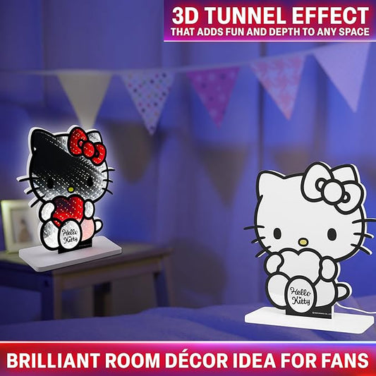 Get Trend Hello Kitty Sanrio 3D LED Light, Infinity Mirror Effect, USB Night Light, Room Decor, Bedroom Lamp, Kawaii Gifts for Girls Teens Women (Multi Hello Kitty)