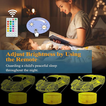 Car Gifts for Men, Racing Vehicle Night Light with Remote Control, 16 Colors Changing, Timer, RGB Flashing Mode and Dimmable, Cool Gifts for Boys Christmas Decor
